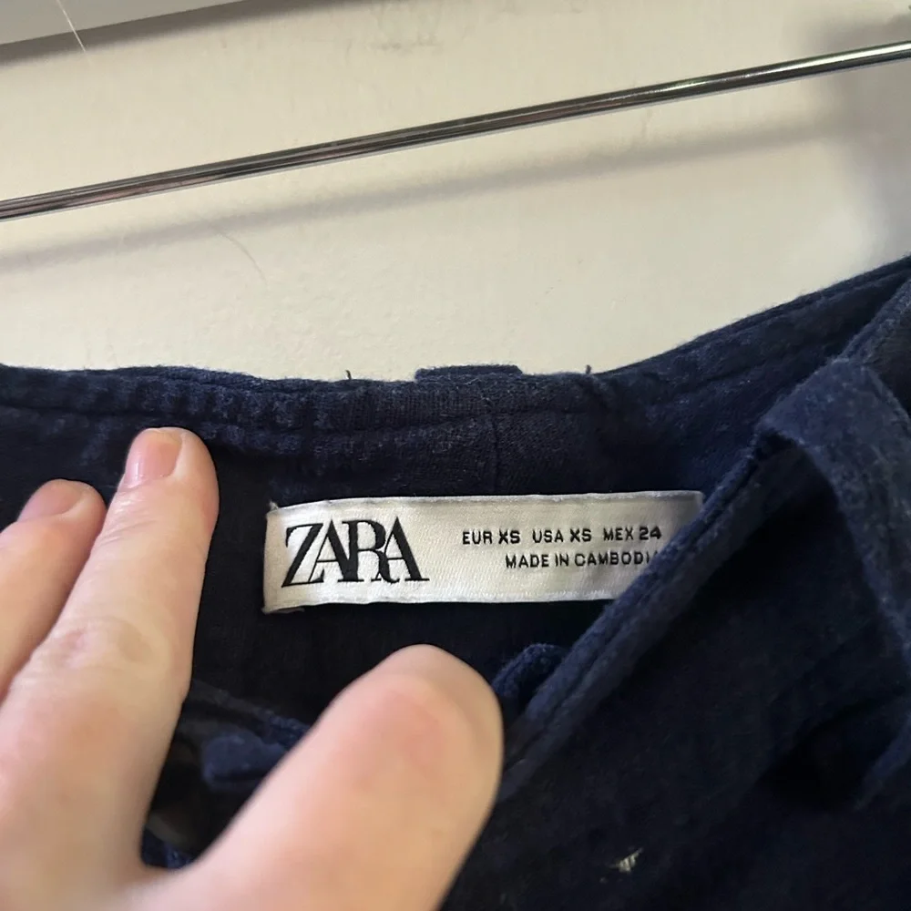 Zara embroidered linen‎ blend pants XS